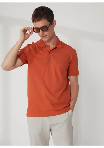 Polo Yaka %100 Pamuk Önü Baskılı Erkek T-shirt