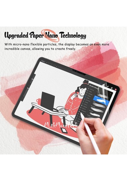 Apple iPad Air 13 Inç M2 Çip 2024 Uyumlu Paper Like Ekran Koruyucu Kağıt Hissi Veren Mat Ekran Koruyucu Esnek Cam