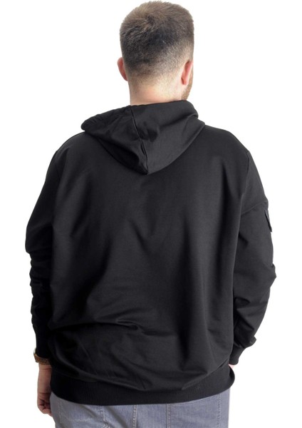 Büyük Beden Sweat Kanguru Change Mode 23164 Siyah