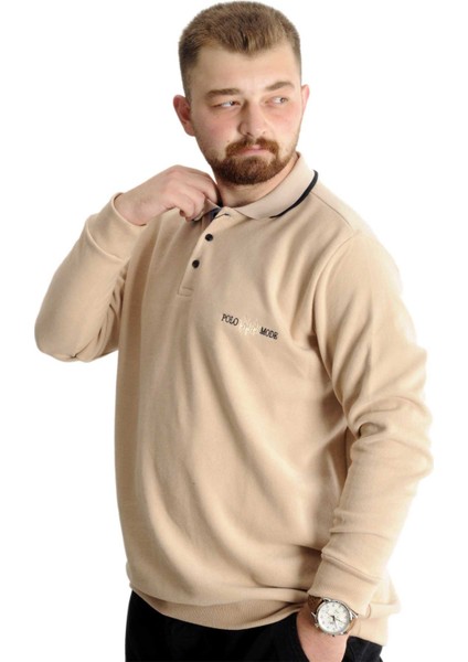 Büyük Beden Sweat Polo Selanik Mode 23448 Bej fiyatları