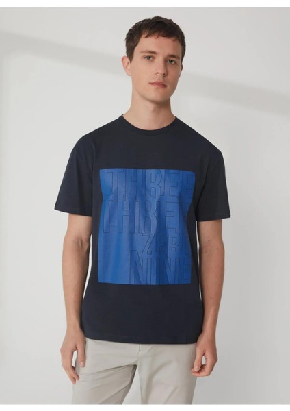 Bisiklet Yaka Baskılı Erkek T-shirt
