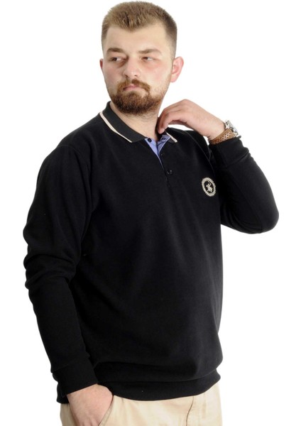 Büyük Beden Erkek Sweat Polo Selanik Horse 23440 Siyah modelleri
