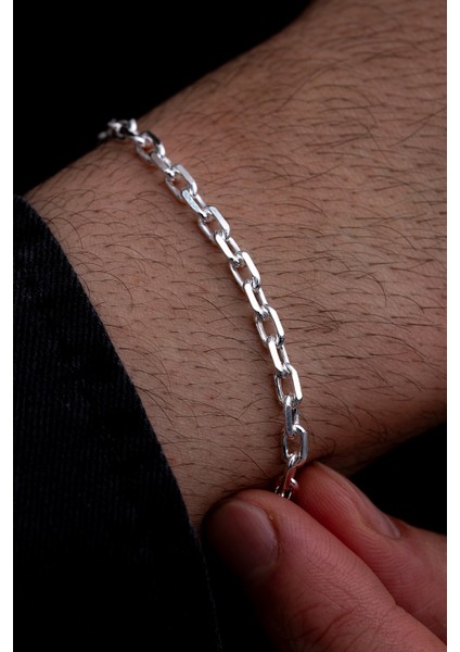 Erkek Gümüş Bileklik - 3.5 mm Forse Zincir Gümüş Bileklik