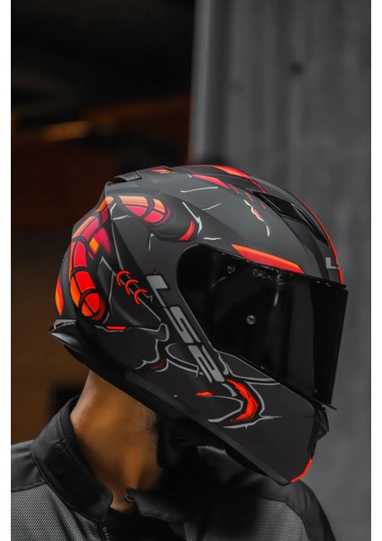 Stream Evo Zuko Mat Siyah-Turuncu Kask
