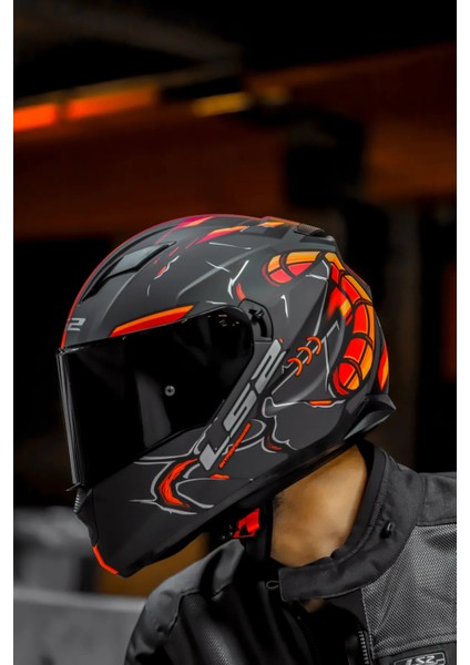 Stream Evo Zuko Mat Siyah-Turuncu Kask