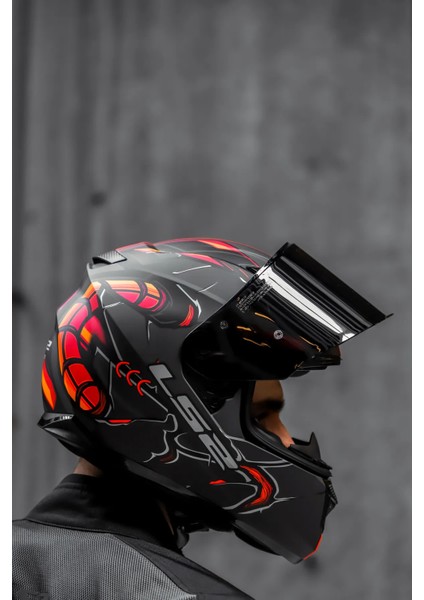 Stream Evo Zuko Mat Siyah-Turuncu Kask