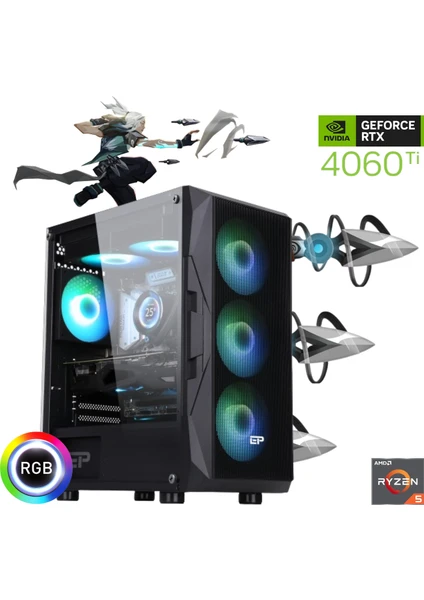 Gaming R5-4060TI Ryzen 8400F Rtx 4060Tİ 8gb Ddr5 16G 1tb SSD Oyun Bilgisayarı