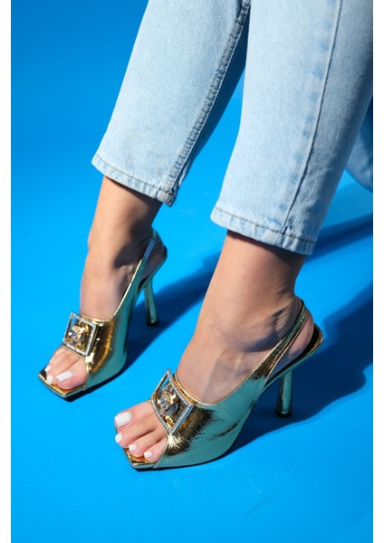 Olney Altın Kadın Topuklu Ayakkabı