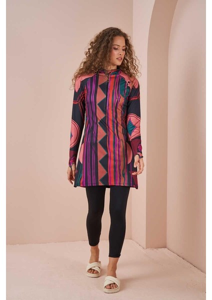 Etnik Performans Tesettür Mayo Takımı Siyah