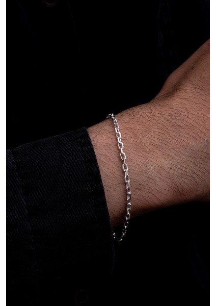 Erkek Gümüş Bileklik - 3 mm Forse Zincir Gümüş Bileklik fiyatları