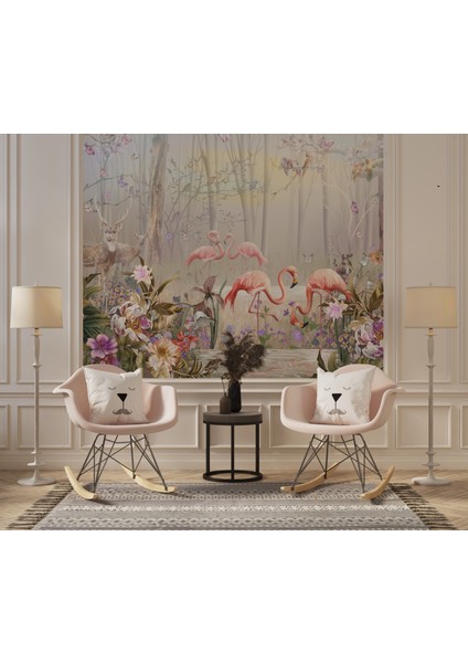 Flamingo Duvar Kağıdı Orman Manzarası Duvar Resmi Oturma Odası Duvar Posteri