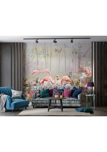 Flamingo Duvar Kağıdı Orman Manzarası Duvar Resmi Oturma Odası Duvar Posteri