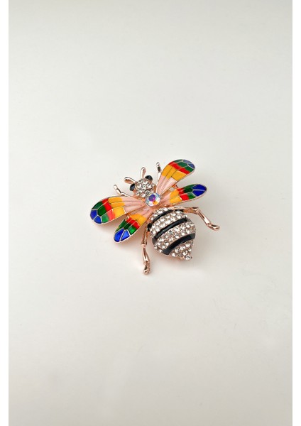 Taşlı Mineli Arı Broş (En:4cm Boy:4cm)