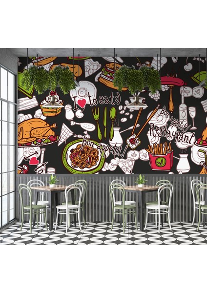 Restoran Duvar Kağıdı Cafeler Için Duvar Resmi Fast Food Duvar Posteri