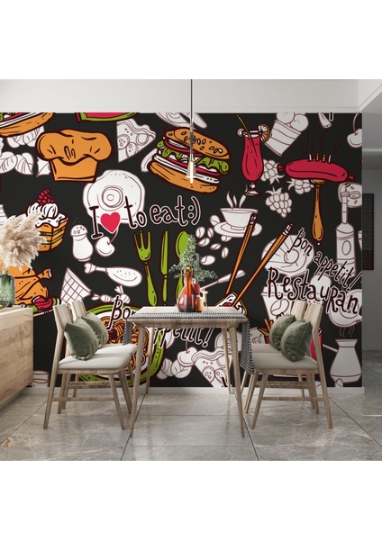 Restoran Duvar Kağıdı Cafeler Için Duvar Resmi Fast Food Duvar Posteri