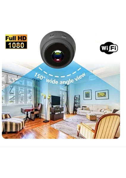 Mini Güvenlik Kamerası, 1080P Hd Wifi Kablosuz Ev Güvenlik Kamerası, Gece Görüşü