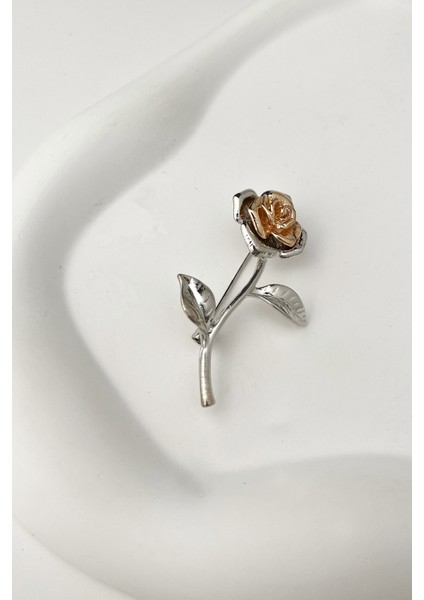 Gümüş Rengi Gül Broş (Ölçü:5cm)