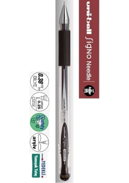 Uniball Signo Needle ( 0.38 ) Iğne Uçlu Jel Kalem Siyah ( Üç Adet )