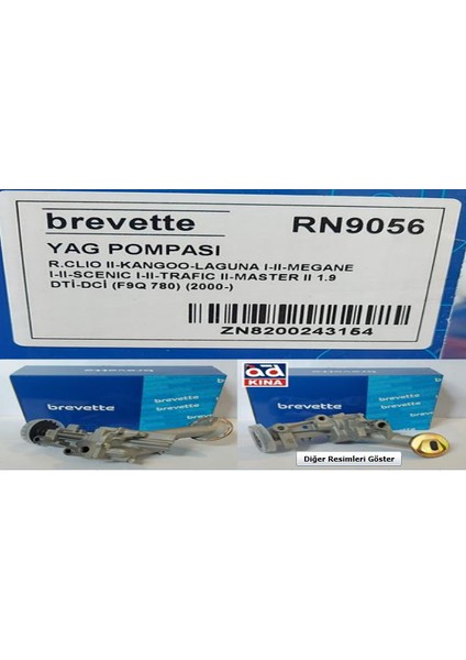 Yağ Pompası RN9056 Clıo-Iı Kangoo Laguna I-Iı Megane I-Iı Scenıc I-Iı Trafıc-Iı Master-Iı 1.9 Dti Dci (F9Q 780) 150101308R Gold