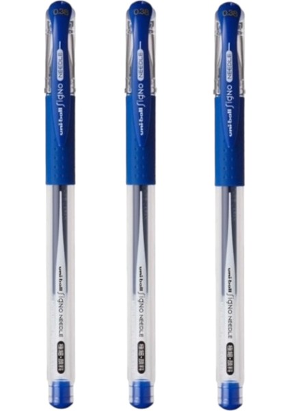 Uniball Signo Needle ( 0.38 ) Iğne Uçlu Jel Kalem Mavi ( Üç Adet )