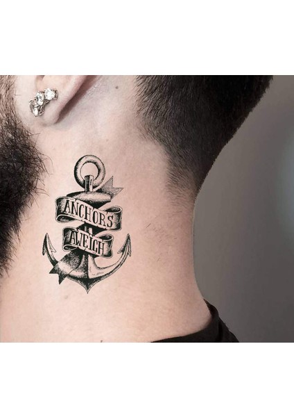 Gerçekci Geçici Çapa Ve Yazılı Minimal Dövme Tattoo