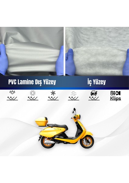 Ultra Shop Yukı Gelato 125 Su Geçirmez Motosiklet Brandası 4 Mevisme Uygun Motor Branda
