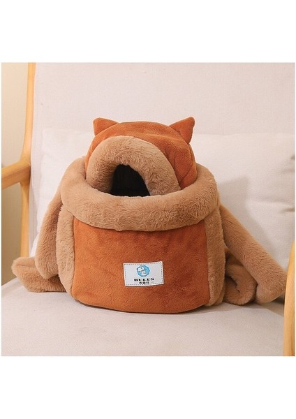 Kahve 33X25X27 cm Taşıyıcı Kedi Sırt Çantası Kedi Kediler Için Taşınabilir Kış Sıcak Iki Omuz Uzay Sırt Çantası Pet Gezi Çantası Konveyörler ve Pusetler (Yurt Dışından)