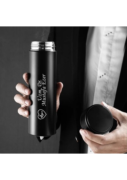 Kişiye Özel Isim Yazılabilir Hediyelik Kapağı Dereceli Isimli 500 ml Termos Bardak