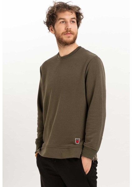 Erkek Bisiklet Yaka Fermuar Detaylı Sweatshirt
