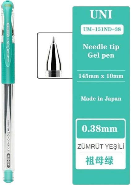 Signo Needle ( 0.38 ) Iğne Uçlu Jel Kalem Zümrüt Yeşili ( Üç Adet ) fiyatları