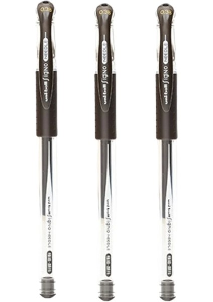 Signo Needle ( 0.38 ) Iğne Uçlu Jel Kalem Kahvesiyah ( Üç Adet )