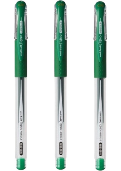 Signo Needle ( 0.38 ) Iğne Uçlu Jel Kalem Yeşil ( Üç Adet )
