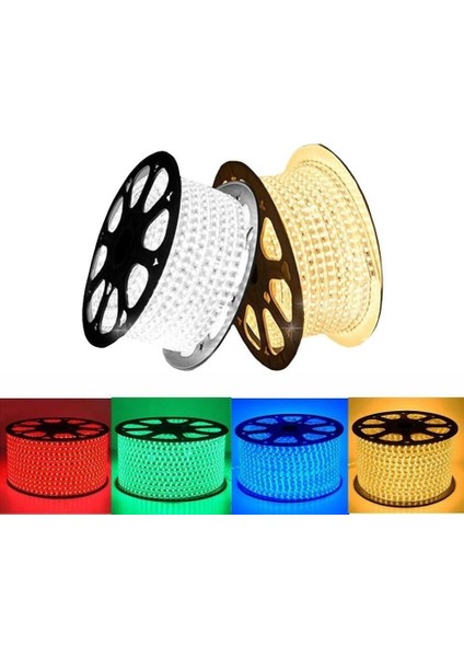 220 Volt Şerit LED 220V Kırmızı 10 Metre 3çipli Silikonlu(Fiş DAHIL)(10M) fiyatları