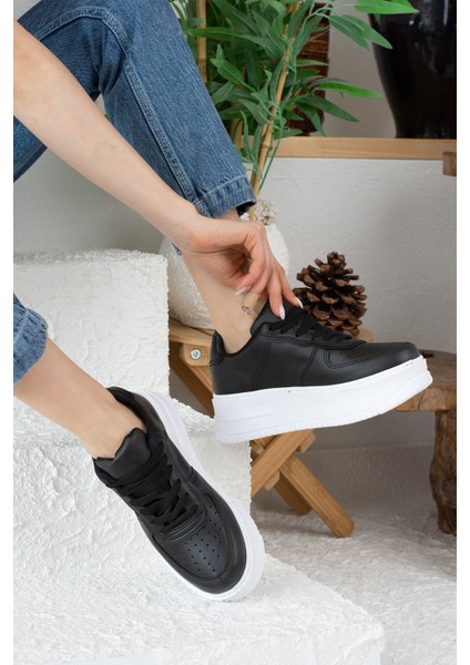 Allyup Günlük Kadın Sneaker Bağcıklı Hafif Kalın Yüksek Tabanlı Yürüyüş Spor Ayakkabı 451