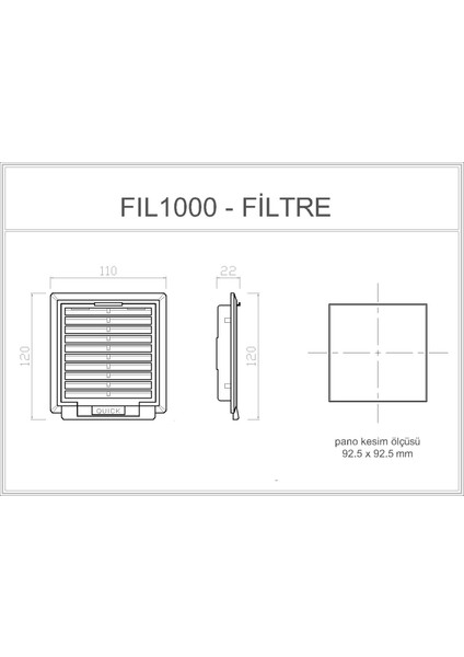 FIL-1000 Pano Havalandırma Menfezi | 110X120 | Filtreli