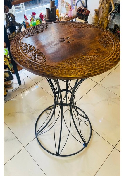 Masa Ferforje El Işi Ahşap Masa Bar Masası