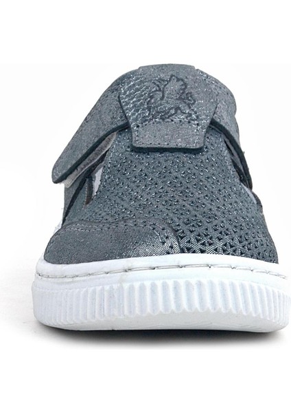 Bheem Hakiki Deri Gümüş Simli Cırtlı Bebek Sneaker Sandalet