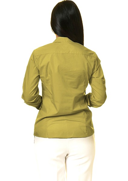 Hardal Sarı Sade Basic Uzun Kollu Kadın Gömlek Kadın Gömlek fiyatları