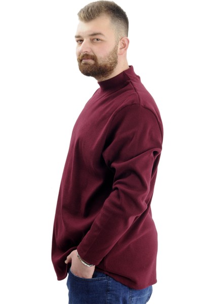 Büyük Beden Uzun Kol Yarım Balıkçı Kazak 22558 Mürdüm fiyatları