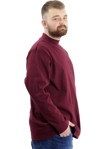 Büyük Beden Uzun Kol Yarım Balıkçı Kazak 22558 Mürdüm modelleri