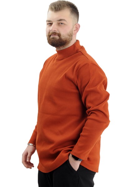 Büyük Beden Uzun Kol Yarım Balıkçı Kazak 22558 Tarçın fiyatları