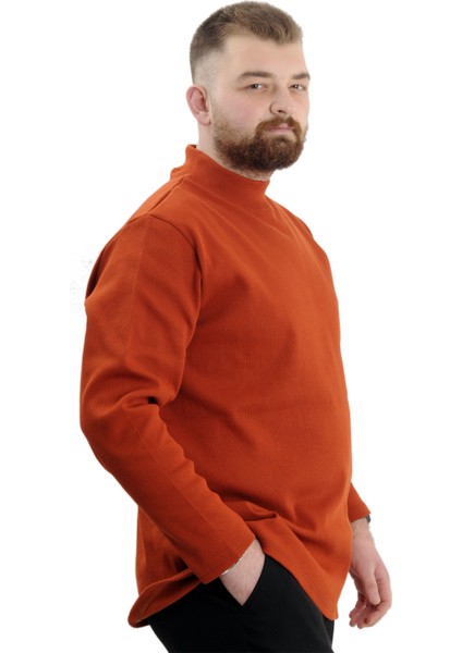 Büyük Beden Uzun Kol Yarım Balıkçı Kazak 22558 Tarçın modelleri