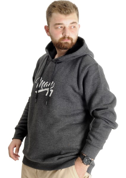 Büyük Beden Erkek Sweatshirt Kapüşonlu 23540 Antramelanj fiyatları