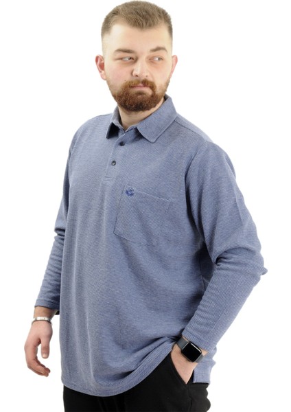 Büyük Erkek Sweatshirt Polo Yaka Uzun Kol Waffle 23449 Indigo fiyatları
