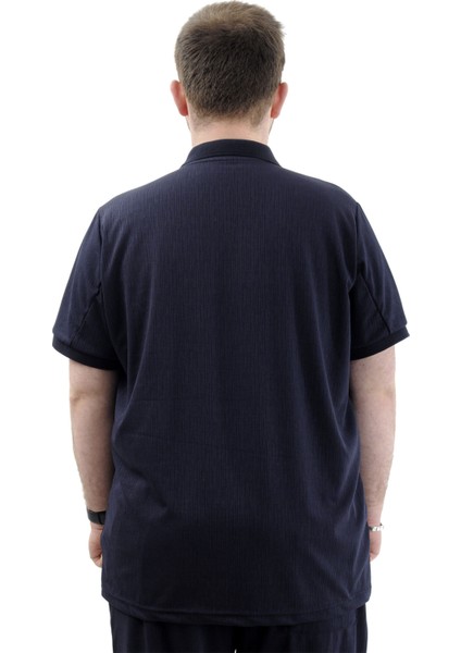 Büyük Beden Erkek Tişört Polo Yaka Jakar U24337 Lacivert indirimleri