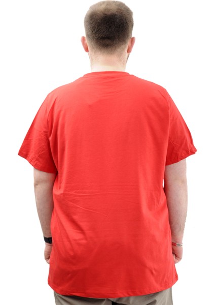 Büyük Beden Erkek T-Shirt Bisiklet Yaka Baskılı Labyrınth U24048 Kırmızı fırsatları