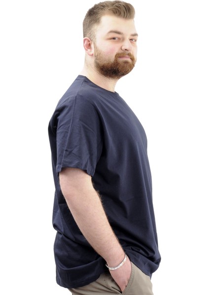 Büyük Beden Baskılı Erkek T-Shirt Bisiklet Yaka Sımplıcıty U24046 Lacivert fiyatları