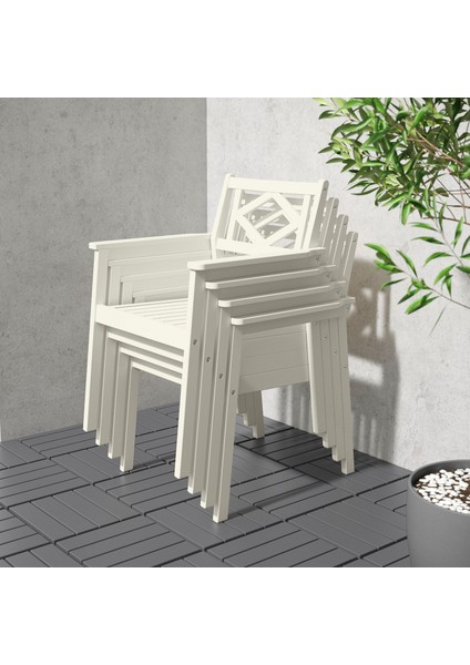 Kolçaklı Sandalye, Beyaz-Bej, Mindersiz fiyatları