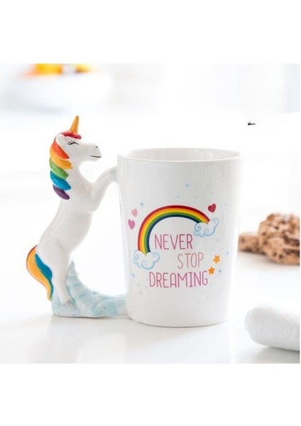 Unicorn Tasarımlı 3D Seramik Kupa Bardak 400 ml