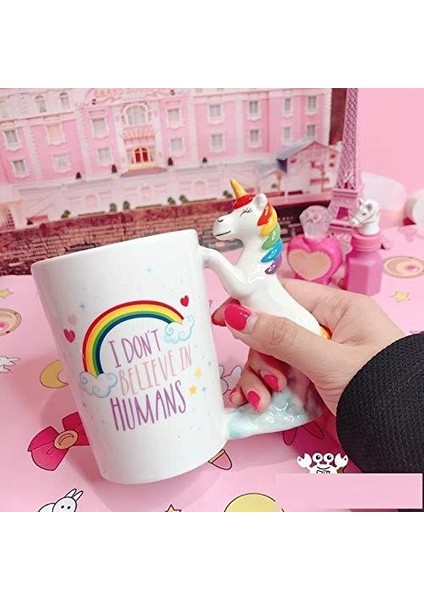 Unicorn Tasarımlı 3D Seramik Kupa Bardak 400 ml